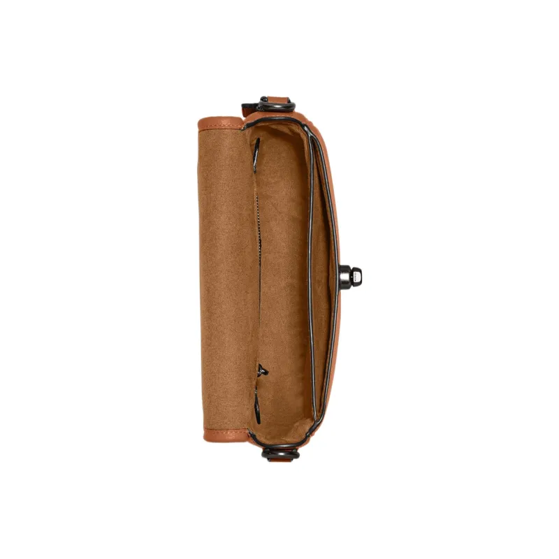 COACH Willow Leather Saddle Bag, Shoulder Bag, Crossbody Bag Trumpets Women's Saffron Brown-2
