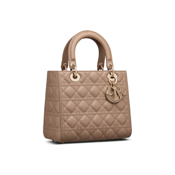 DIOR Lady Dior Sheepskin Dior Bag Shoulder Bag Crossbody Bag Handbag Medium Size Women's Warm Taupe Gray-1