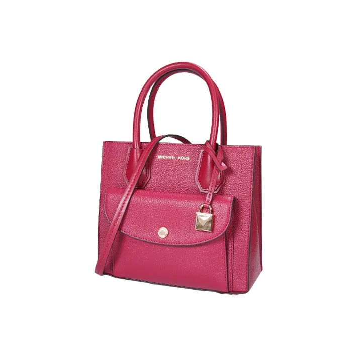 MICHAEL KORS Mercer Leather Trunk Bag, Shoulder Bag, Crossbody Bag, Handbag Small Size Women's Berry-2