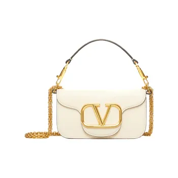Valentino Locò Calfskin Baguette Bag One Shoulder Underarm Bag Handbag Mini Women's Clear White