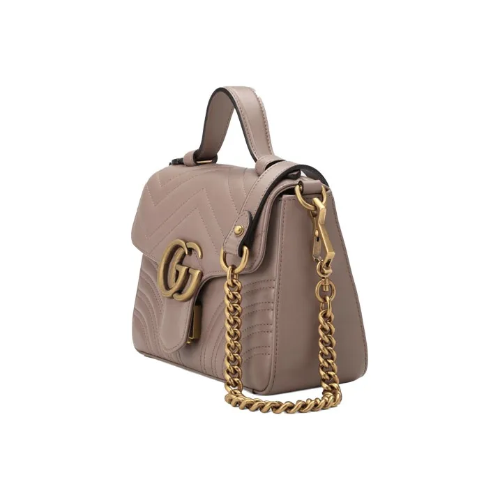 GUCCI GG Marmont Quilting Leather Messenger Bag Shoulder Bag Crossbody Bag Handbag Mini Women's Nude Pink-1