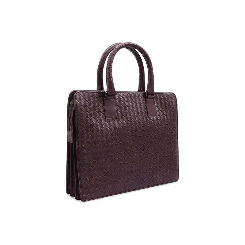 Bottega Veneta Leather Briefcases Men's Dark Brown-1
