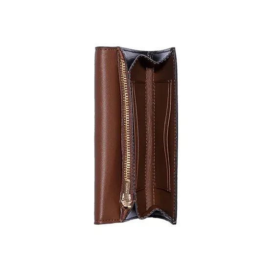 COACH Canvas Leather Handheld Wallet Women's Khaki Brown-1