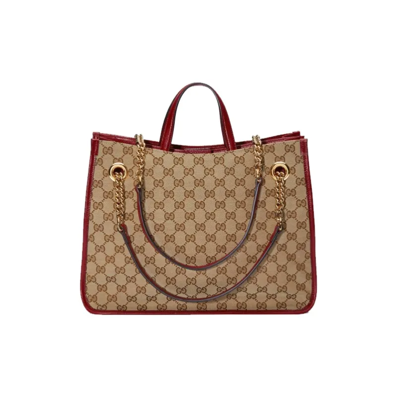 GUCCI Horsebit 1955 Canvas Canvas Bag Tote Tote Bag Shopping Bag Chain Bag Handbag Shoulder Bag Medium Size Women's Red-1