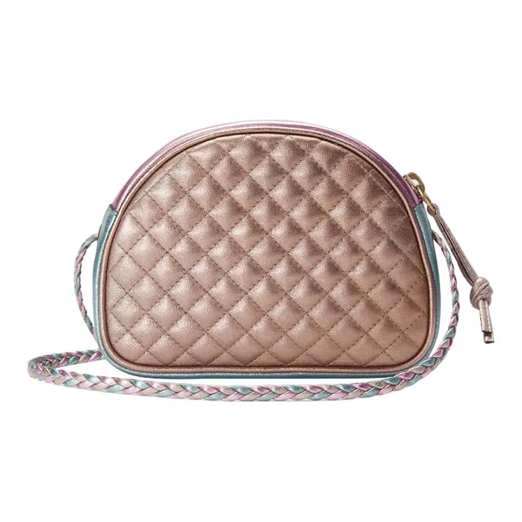 GUCCI Leather Shoulder Bag, Crossbody Bag Mini Women's Pink/Light Blue/Gold-2