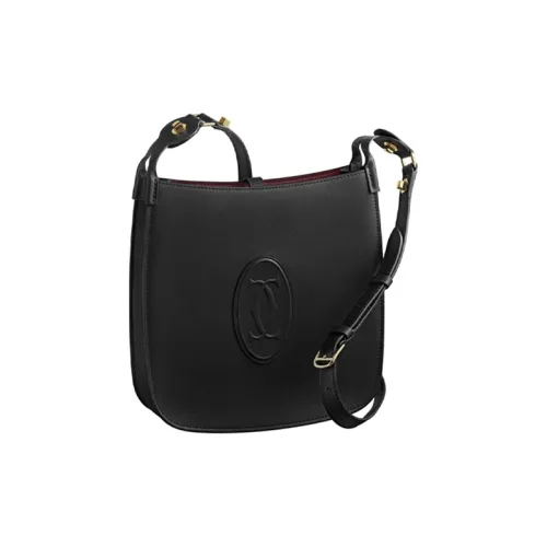 CARTIER Calfskin Hobo Bag Shoulder Bag Crossbody Bag Small Size Women's Black
