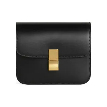 CELINE Classic Bo Polished Cow Leather Tofu Cube Bag, Shoulder Bag, Crossbody Bag Trumpets Women's Black