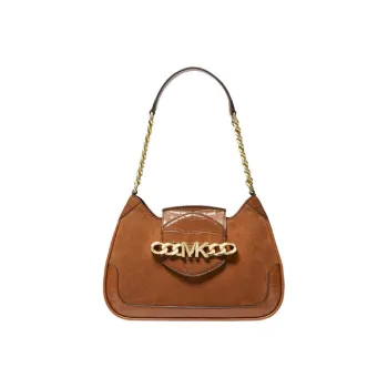 MICHAEL KORS Hally Cow Leather Shoulder Bag, Handbag, Crossbody Bag, Shoulder Bag Women's Brown