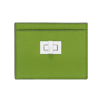 FENDI Cow Leather Business Card Holder Women's Green