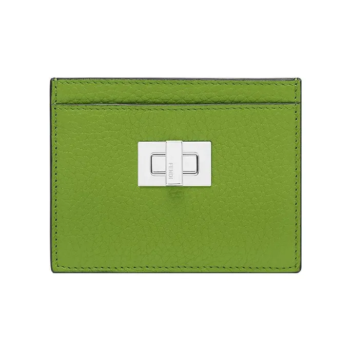 FENDI Cow Leather Business Card Holder Women's Green-0