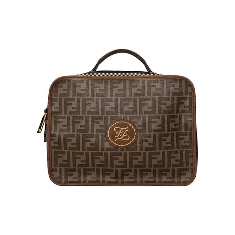 FENDI PU Travel Bag, Shoulder Bag, Crossbody Bag, Handbag Men's Brown-0