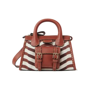 Chloe Edith Cow Leather Shoulder Bag, Crossbody Bag, Handbag Mini Women's Brown & White
