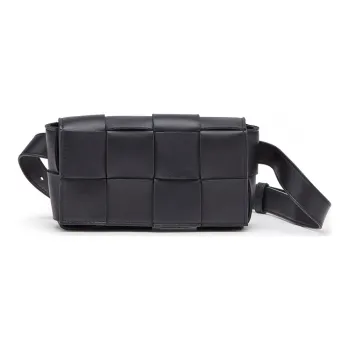 Bottega Veneta CASSETTE Sheepskin Fanny Pack Women's Black