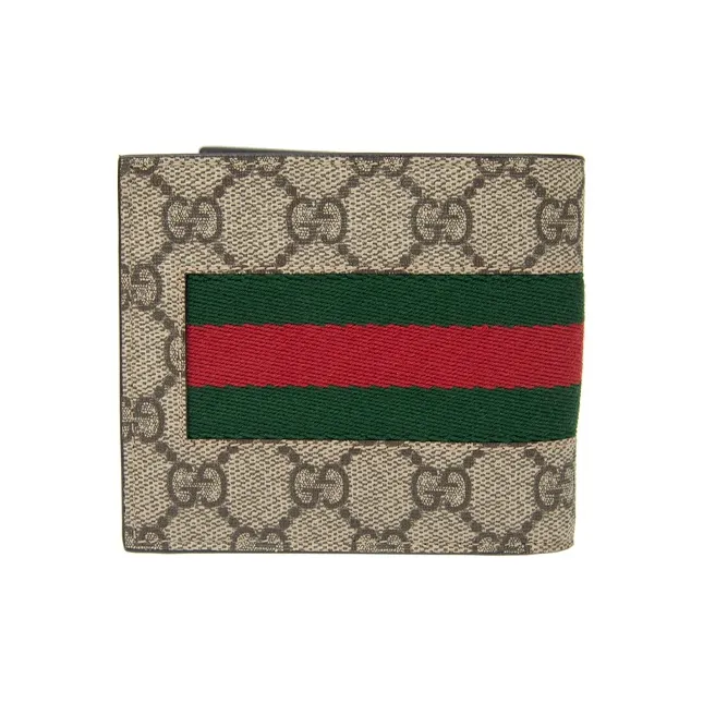 GUCCI Canvas With Leather Wallet Unisex Beige-2