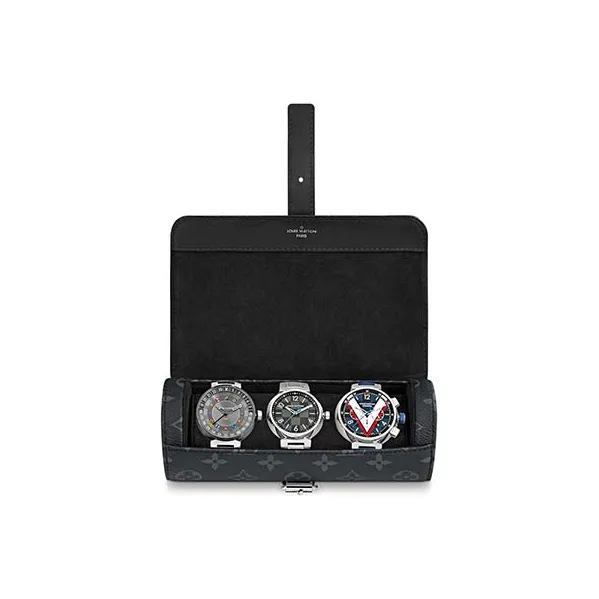 LOUIS VUITTON 3 Watch Case Monogram Eclipse Black-3