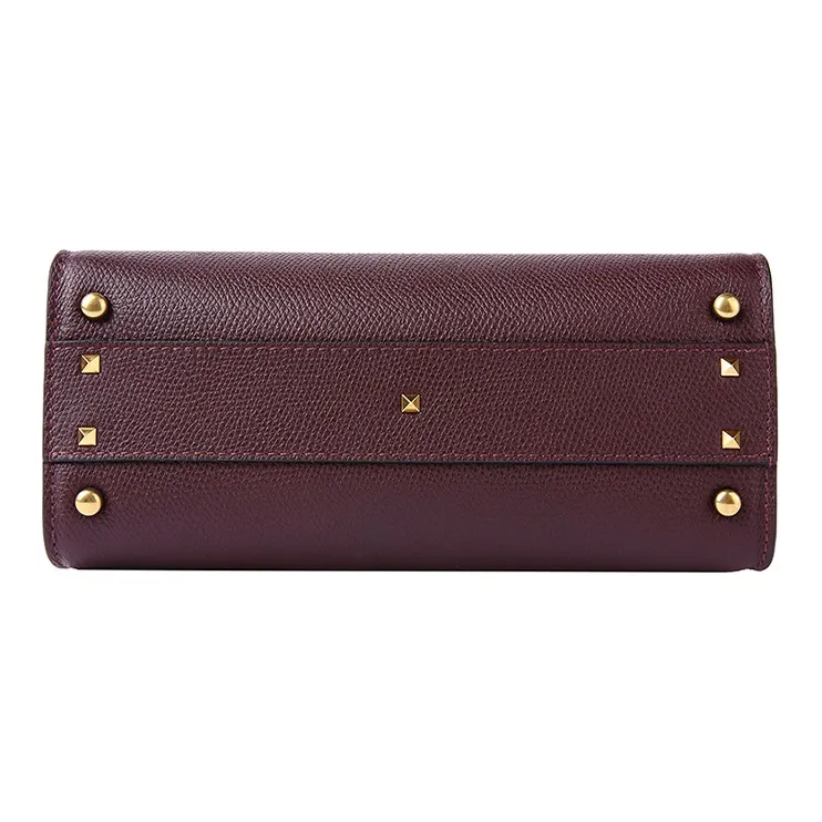 Valentino Cow Leather One Shoulder Handbag Women's Burgundy-3