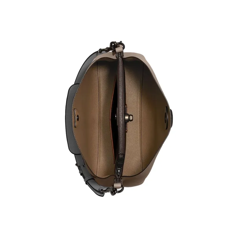 COACH Willow Leather Bucket Bag, Shoulder Bag, Crossbody Bag, Handbag Tubas Women's Light Brown-3