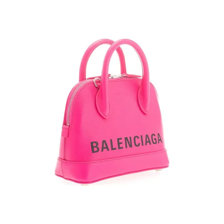 Balenciaga Ville Leather Dome Bag One Shoulder Handbag Crossbody Bag Women's Pink-2