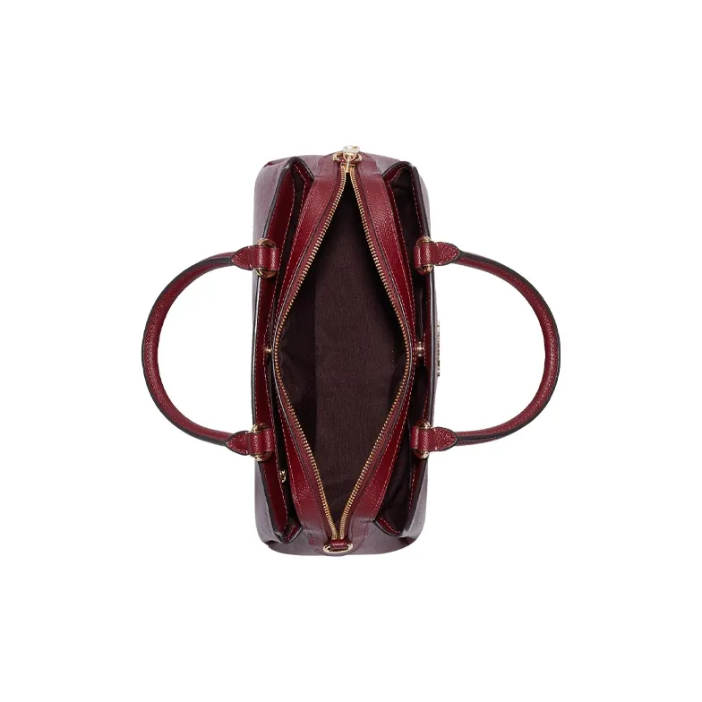 COACH Lillie Leather Handbag Large Size Women's Burgundy-1