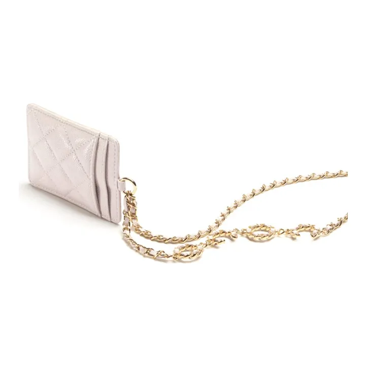 CHANEL Calfskin Card Holder, Crossbody Bag, Necklace Pouch, Card Holder Women's Light Purple-2