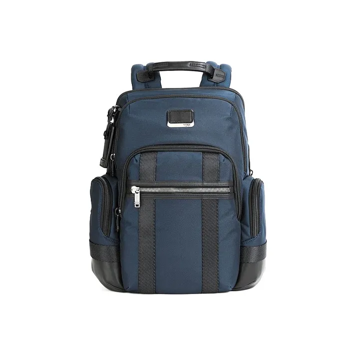 TUMI Elastic Nylon Travel Backpack Men's Navy Blue-0