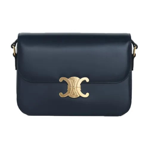 CELINE bolero Shiny Cow Leather Shoulder Bag, Handbag, Shoulder Bag, Crossbody Bag Medium Size Women's Marine Blue