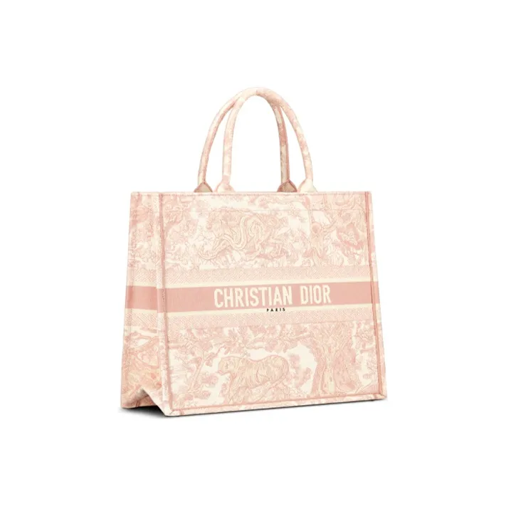 DIOR BookTote Fabric Handbag Large Size Women's Candy Color/Cherry Blossom Pink-1