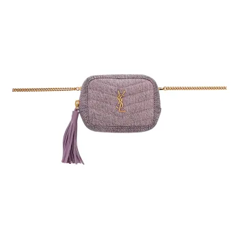 SAINT LAURENT LOU Cotton Cow Leather Camera Bag Fanny Pack Mini Women's Purple