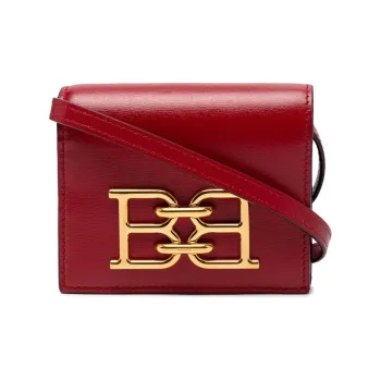 BALLY Leather Shoulder Bag Crossbody Bag Mini Women's Red