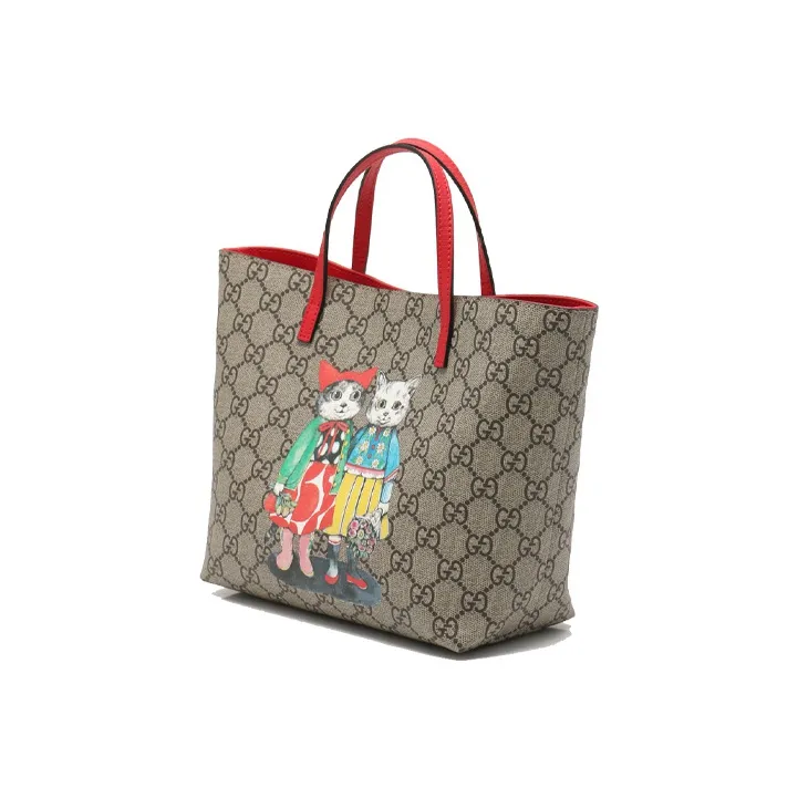 GUCCI Yuko Higuchi Yuko Higuchi Co-Branded Canvas With Leather Tote Bag Shopping Bag Handbag Kids' Bags Kids' Ebony/Red-1