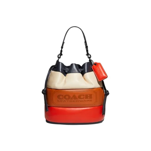 COACH Field Cow Leather Bucket Bag Handbag Shoulder Bag Crossbody Bag Medium Size Women's Candy Color Blocking