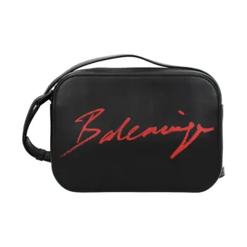 Balenciaga Leather Crossbody Bag Shoulder Bag Women's Black & Red