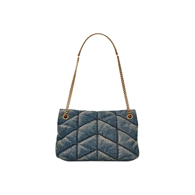 SAINT LAURENT LOULOUPUFFER Denim Cloud Bag, Pillow Bag, Shoulder Bag, Crossbody Bag Trumpets Women's Denim Blue-2