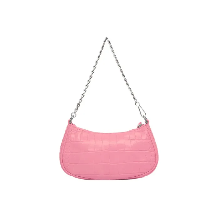 Balenciaga Le Cagole Mini Bag With Chain Crocodile Embossed Pink-3