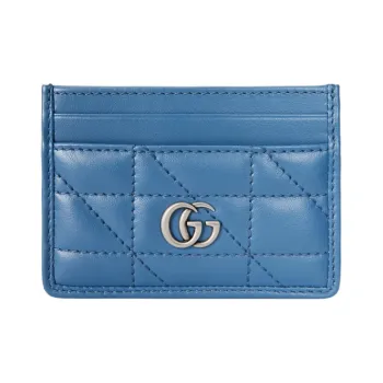 GUCCI Marmont Quilted Leather Card Holder Card Holder Women's Blue