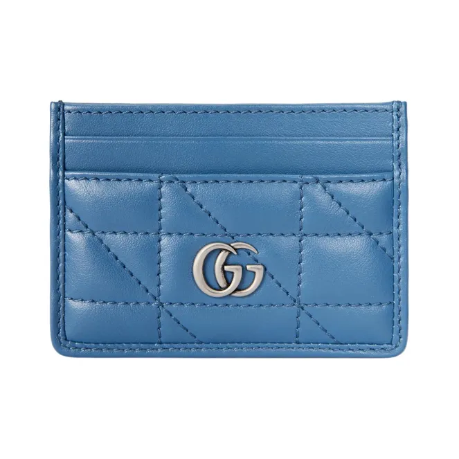 GUCCI Marmont Quilted Leather Card Holder Card Holder Women's Blue-0