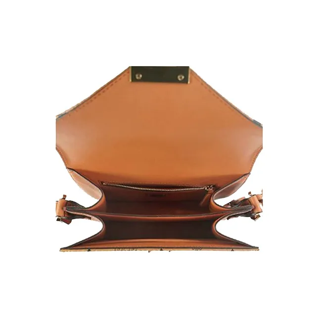 MCM Patricia Visetos Leather Saddle Bag, Shoulder Bag, Crossbody Bag Small Size Women's Brown Cognac-2