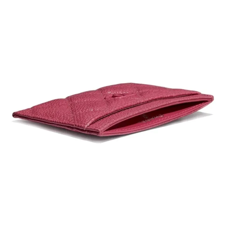 CHANEL Cow Leather Card Holder Card Holder Women's Dark Pink-2