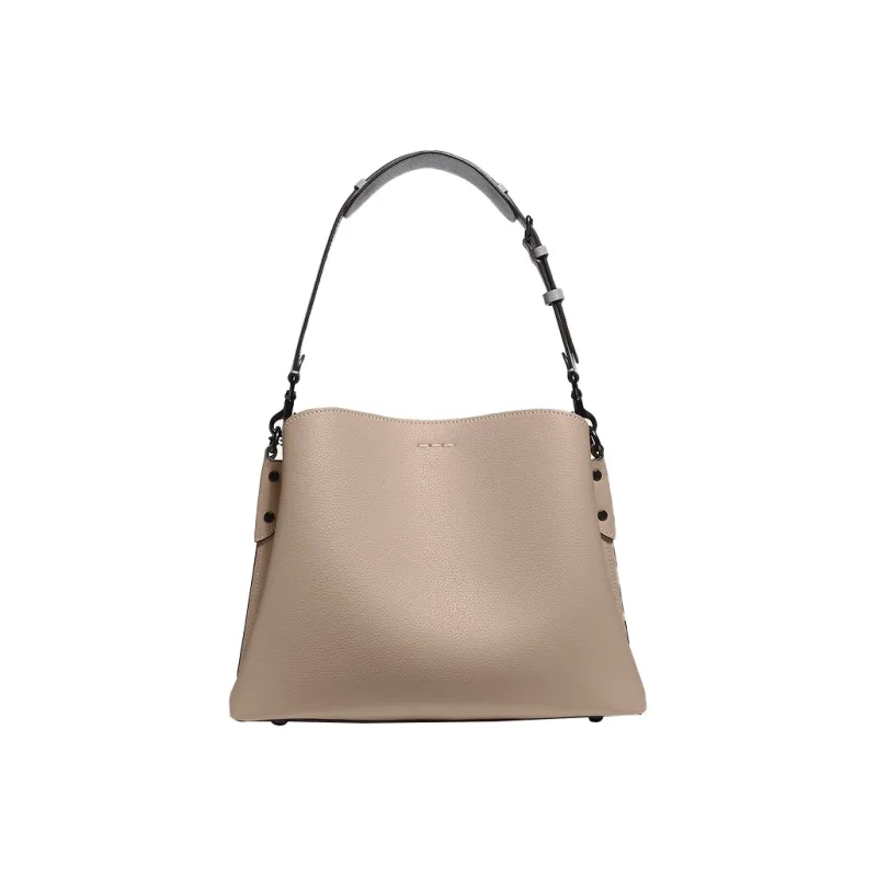 COACH Willow Leather Bucket Bag, Shoulder Bag, Crossbody Bag, Handbag Tubas Women's Light Brown-2