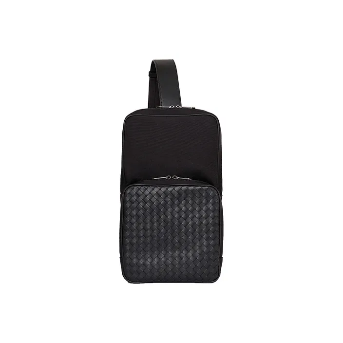 Bottega Veneta Leather Crossbody Bags Sling Bags Men's Black-0