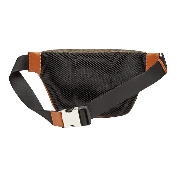 FENDI Coated Canvas With Leather Sling Bag Fanny Pack Men's Brown-2
