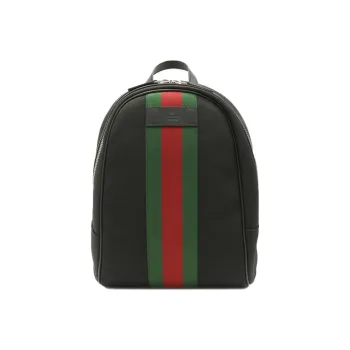 GUCCI Canvas With Leather Backpack Men's Black