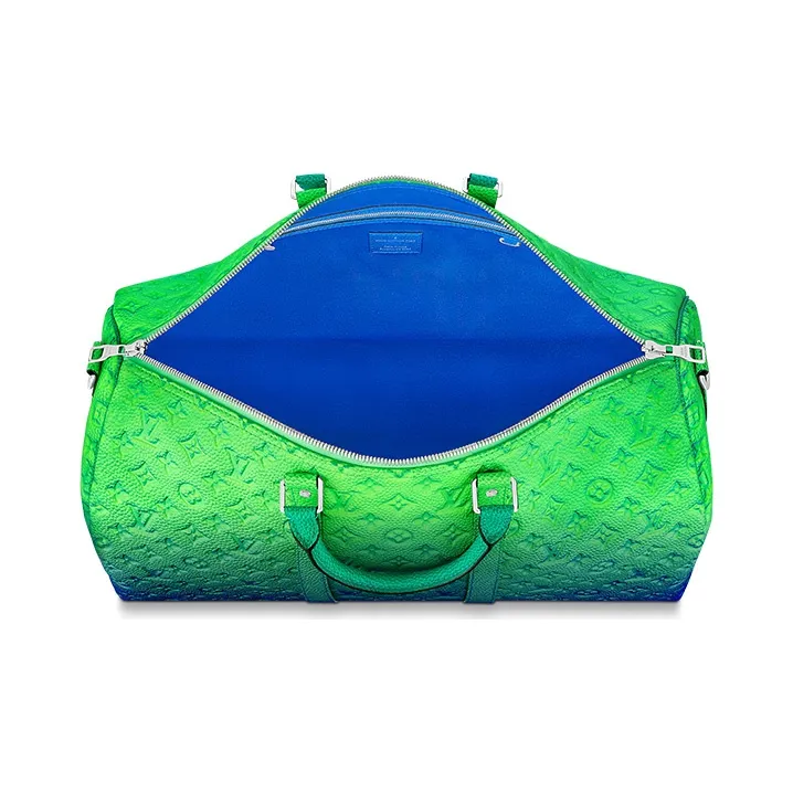 LOUIS VUITTON Keepall 50B Taurillon Illusion Blue/Green-2