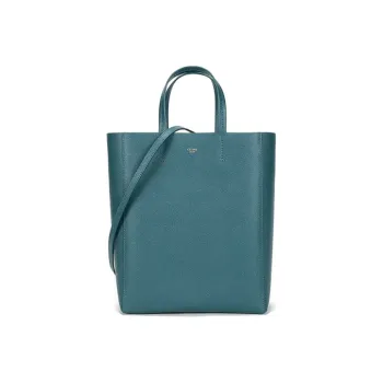 CELINE Cabas Grained Cow Leather Tote Bag Shopping Bag Shoulder Bag Handbag Small Size Women's Gray Blue