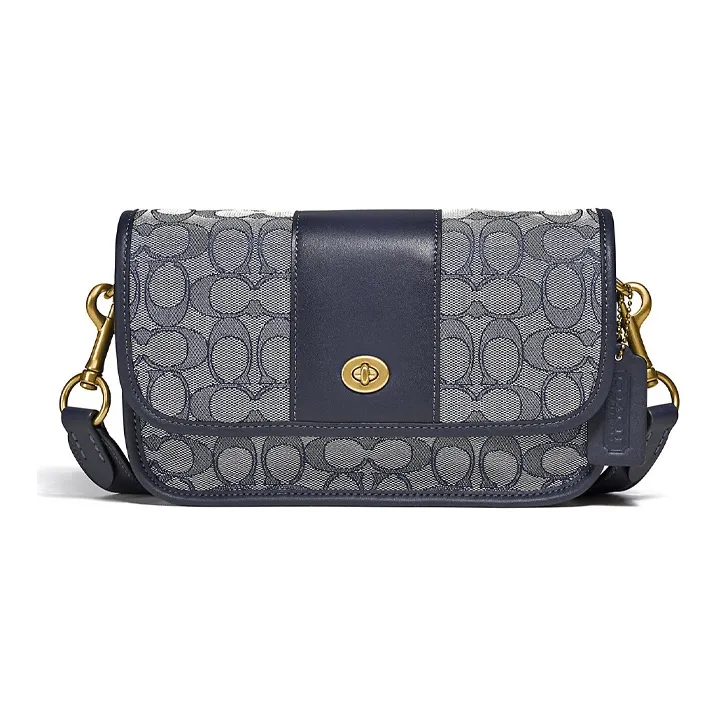 COACH Dinky Leather Shoulder Bag, Crossbody Bag Trumpets Women's Marine Blue-0