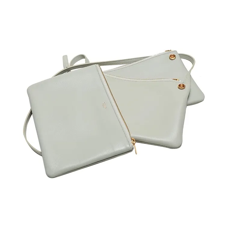 CELINE Trio Sheepskin Crossbody Bag, Shoulder Bag Women's Aqua Green-6