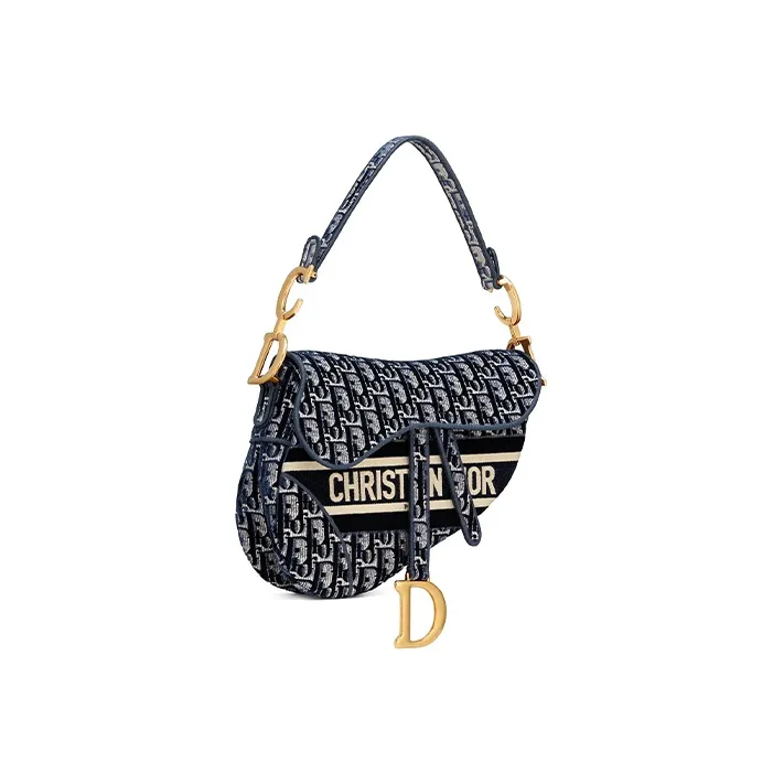 DIOR Saddle Velvet Saddle Bag Handbag Shoulder Bag Regular Women's Blue-2