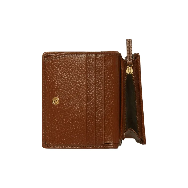 GUCCI Horsebit 1955 Canvas Wallet, Card Holder Women's Brown & Blue-5