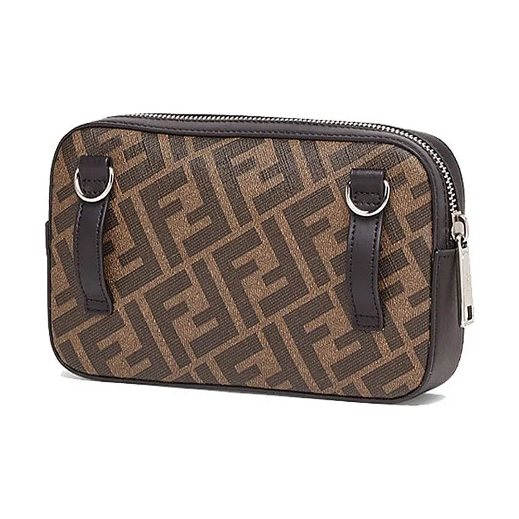 FENDI Calfskin Detail Camera Bag Shoulder Bag Crossbody Bag Men's Brown/Black/Red-1