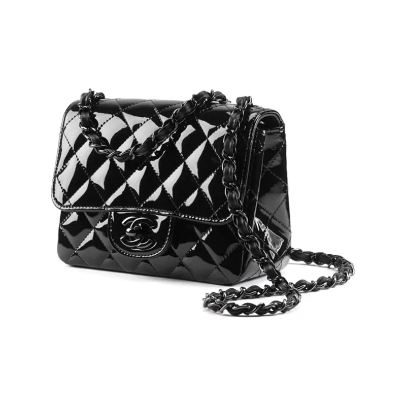 CHANEL Classic Flap CF Lacquered Finish Calfskin Metal Handbag, Shoulder Bag, Crossbody Bag Mini Women's Black-1